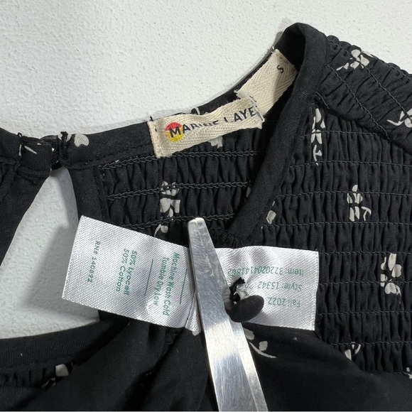 🆕 NWOT Marine Layer Gabrielle Smock Top in Black Modern Ditsy Floral Flower - Picture 15 of 15